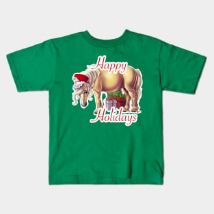 Happy Holidays Santa Pony Kids T-Shirt